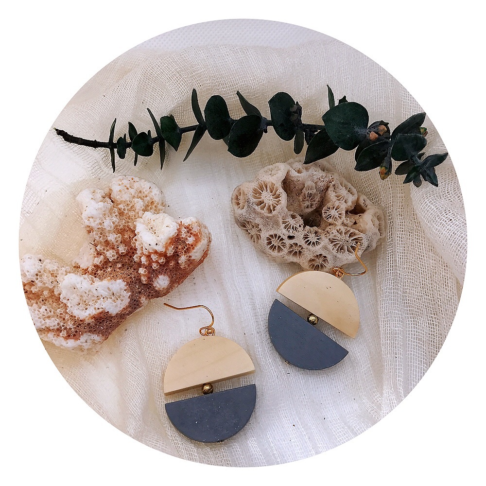 Earrings, handcrafted, natural, wood, accessories